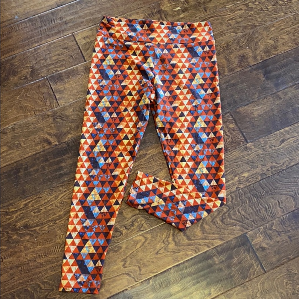 Rust, Gold, and Blues Geometric Print Leggings